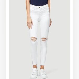 FRAME Women’s Le High Rise Skinny Crop White  Distressed Denim Jeans  EUC 29
